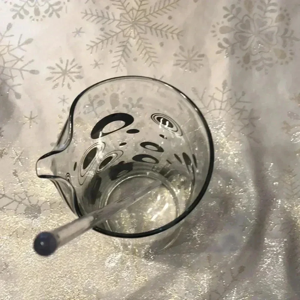 Vintage black circle martini pitcher.  9” tall